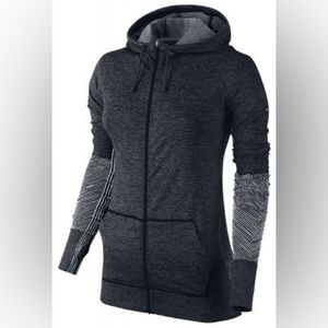 Nike Dri-Fit Long-Sleeve Full-Zip Training Hoodie | Size: M | Color: Black/Gray